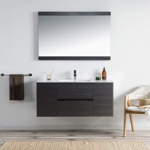 Blossom Valencia 48" 2-Door 2-Drawer Silver Gray Wall-Mounted Vanity Set With Ceramic Top and Integrated Single Sink