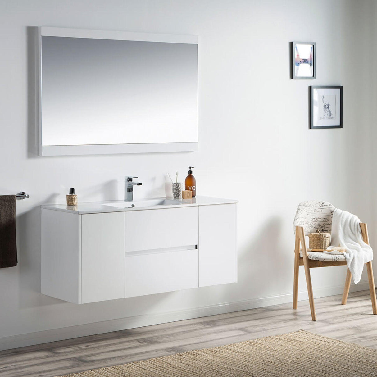 Blossom Valencia 48" 2-Door 2-Drawer White Wall-Mounted Vanity Base