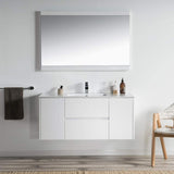 Blossom Valencia 48" 2-Door 2-Drawer White Wall-Mounted Vanity Set With Ceramic Top and Integrated Single Sink