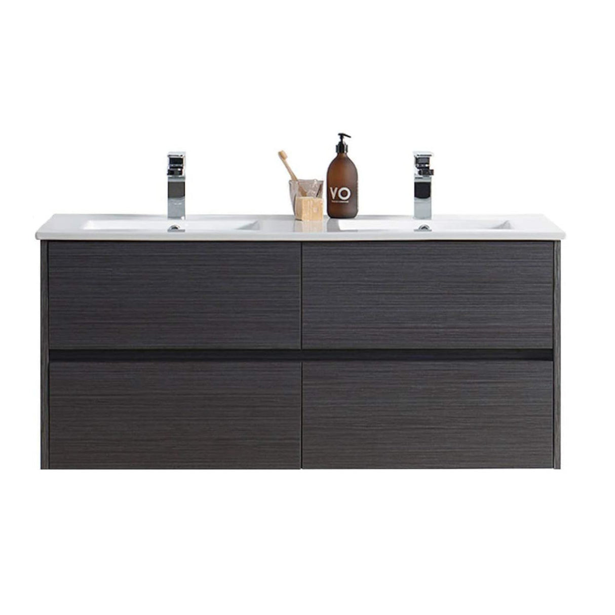 Blossom Valencia 48" 2-Drawer Silver Gray Wall-Mounted Vanity Set With Ceramic Top and Integrated Single Sink