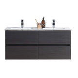 Blossom Valencia 48" 2-Drawer Silver Gray Wall-Mounted Vanity Set With Ceramic Top and Integrated Single Sink