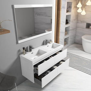 Blossom Valencia 48" 2-Drawer White Wall-Mounted Vanity Base