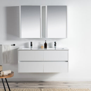 Blossom Valencia 48" 2-Drawer White Wall-Mounted Vanity Set With Ceramic Top and Integrated Single Sink