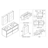 Blossom Valencia 48" 2-Drawer White Wall-Mounted Vanity Set With Ceramic Top and Integrated Single Sink and Medicine Cabinet