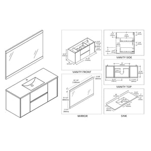 Blossom Valencia 48" Single Navy Blue Wall-Mounted Vanity Base Only