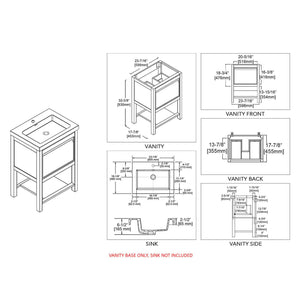 Blossom Vienna 24" 1-Drawer Matte Gray Freestanding Vanity Base