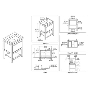 Blossom Vienna 24" 1-Drawer Matte White Freestanding Vanity Set With Acrylic Drop-In Single Sink
