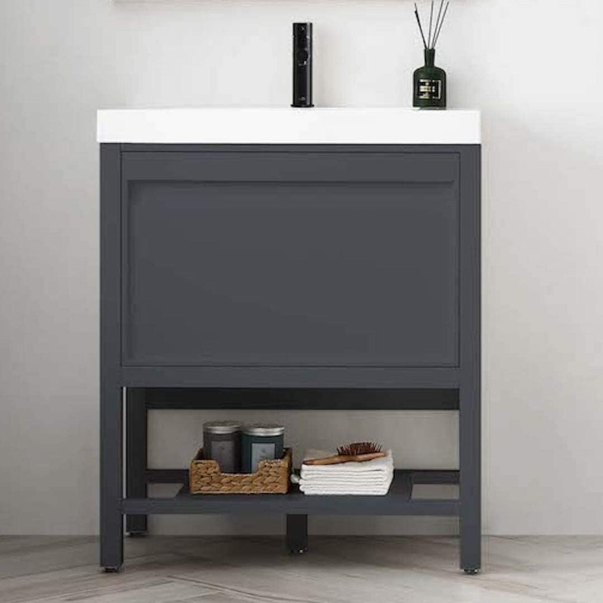 Blossom Vienna 30" 1-Drawer Matte Gray Freestanding Vanity Set With Acrylic Drop-In Single Sink