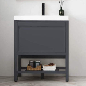 Blossom Vienna 30" 1-Drawer Matte Gray Freestanding Vanity Set With Acrylic Drop-In Single Sink