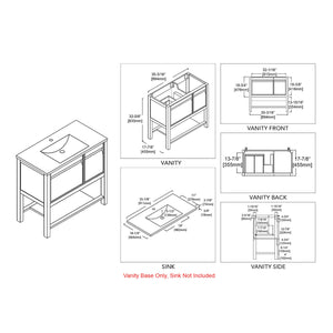 Blossom Vienna 36" 1-Door 1-Drawer Matte Gray Freestanding Vanity Base