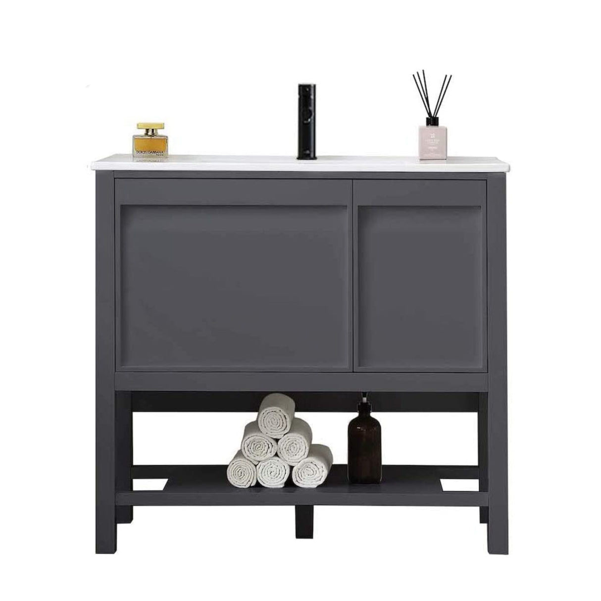 Blossom Vienna 36" 1-Door 1-Drawer Matte Gray Freestanding Vanity Base