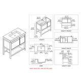 Blossom Vienna 36" 1-Door 1-Drawer Matte White Freestanding Vanity Base