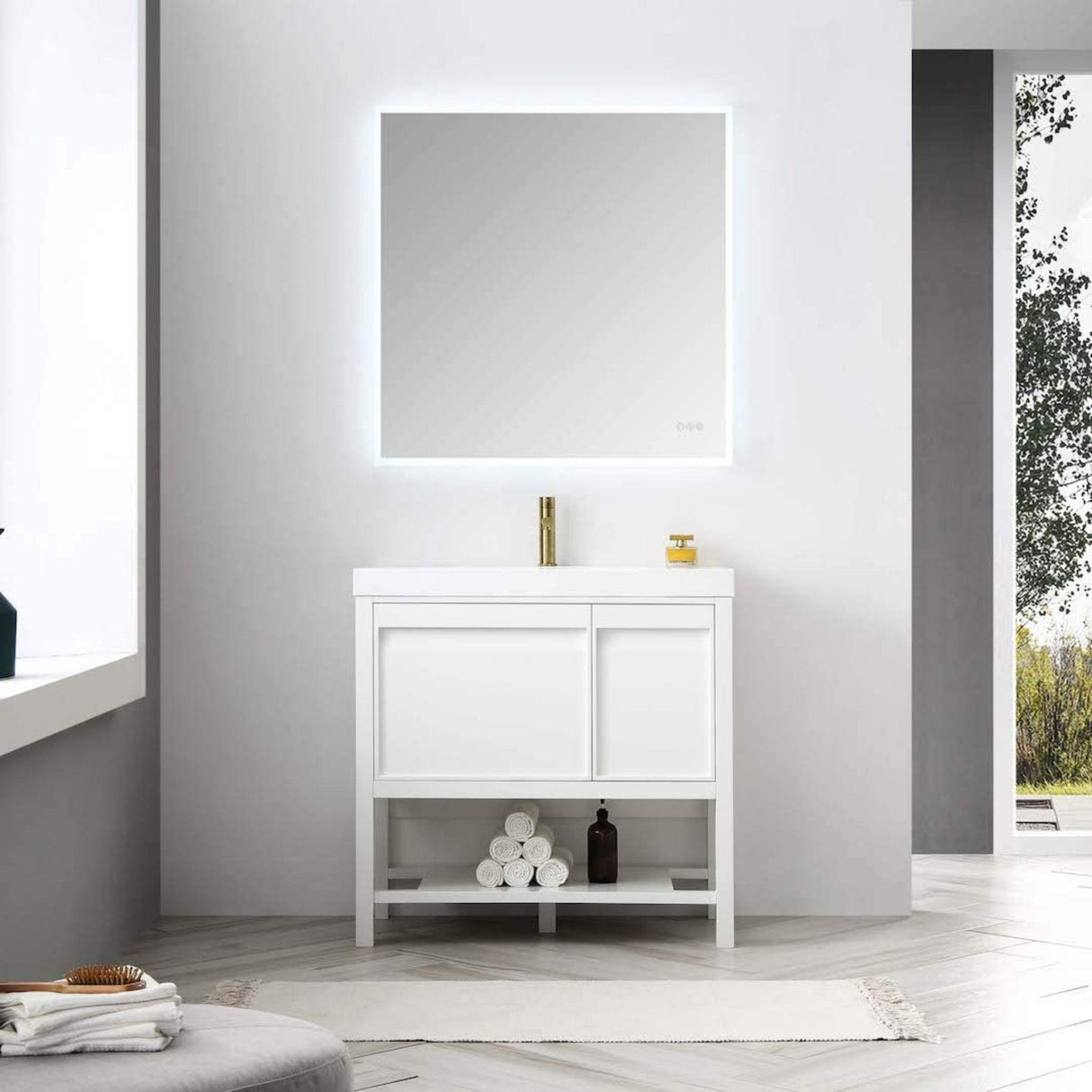 Blossom Vienna 36" 1-Door 1-Drawer Matte White Freestanding Vanity Set With Acrylic Drop-In Single Sink