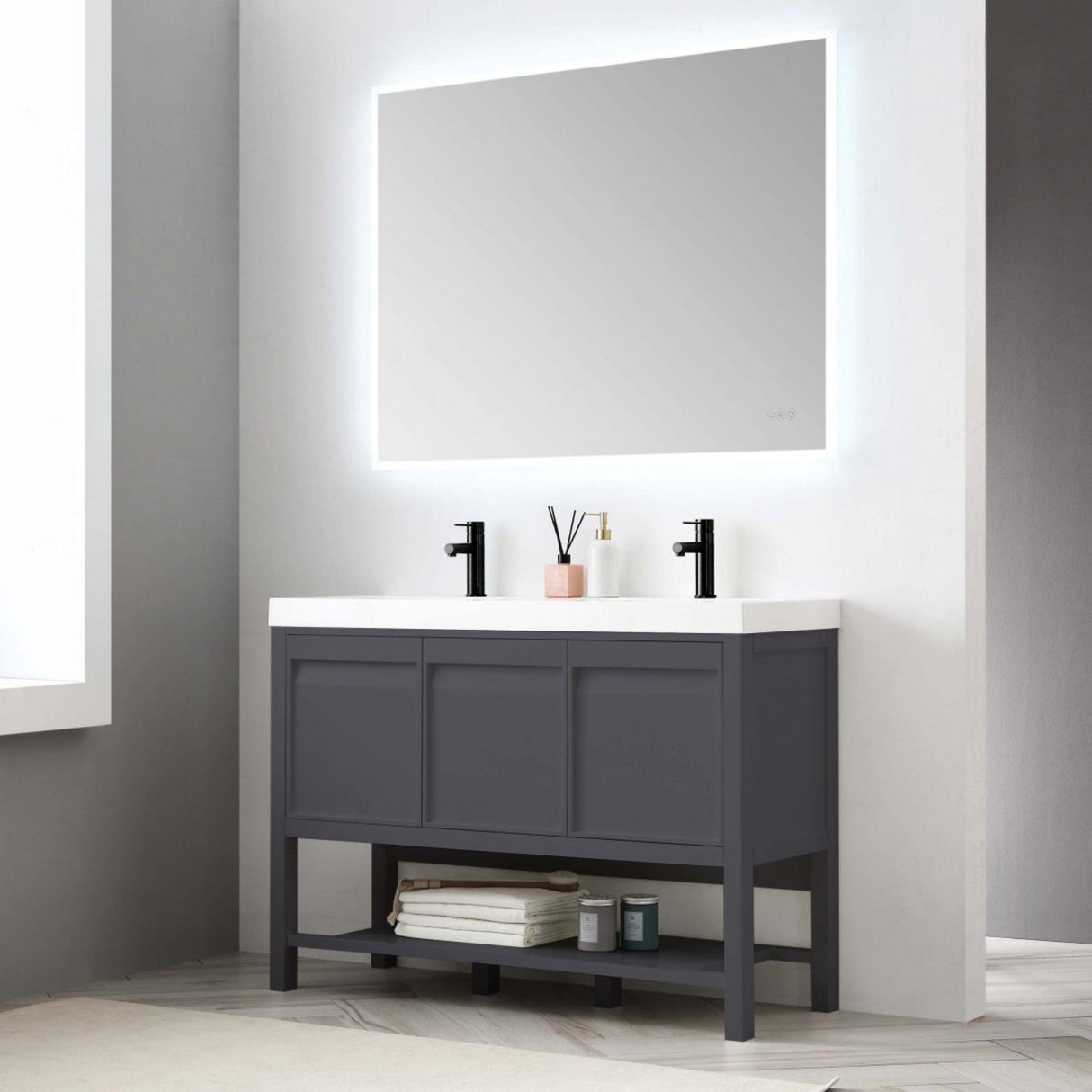 Blossom Vienna 48" 3-Drawer Matte Gray Freestanding Vanity Base