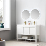 Blossom Vienna 48" 3-Drawer Matte White Freestanding Vanity Set With Acrylic Drop-In Double Sinks