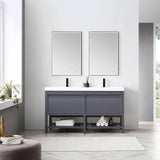 Blossom Vienna 60" 2-Drawer Matte Gray Freestanding Vanity Base