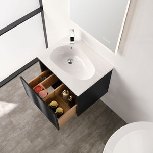 Blossom Voyage 24" Charcoal Vanity With Droplet-Shaped Basin and LED Light
