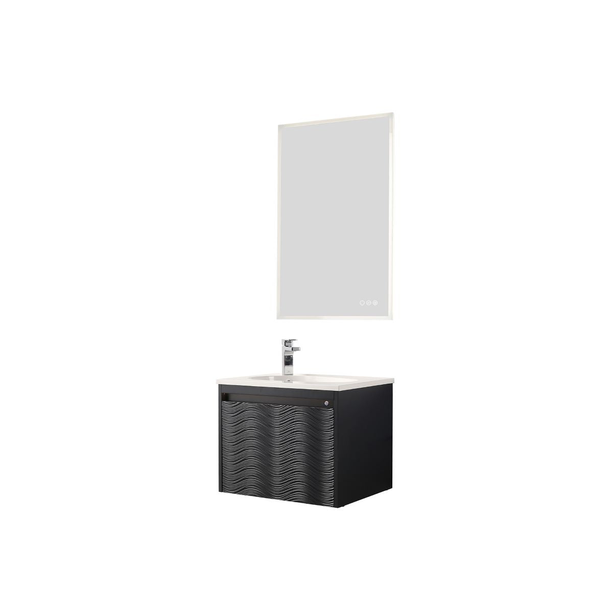 Blossom Voyage 24" Charcoal Vanity With Droplet-Shaped Basin and LED Light