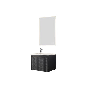 Blossom Voyage 24" Charcoal Vanity With Droplet-Shaped Basin and LED Light