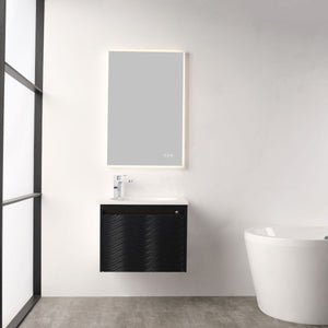 Blossom Voyage 24" Charcoal Vanity With Droplet-Shaped Basin and LED Light