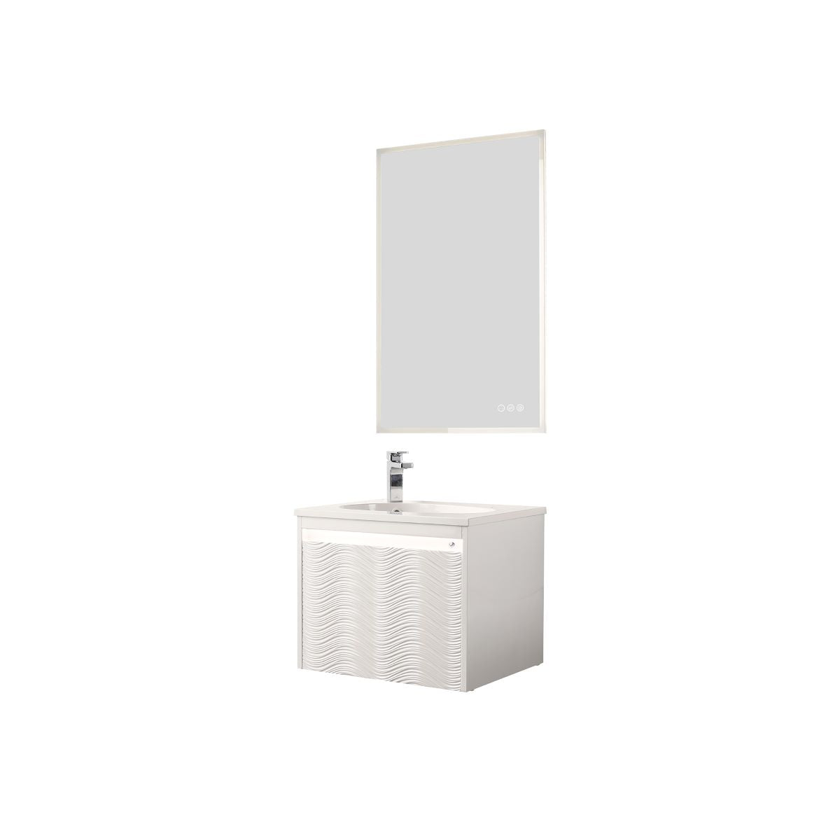Blossom Voyage 24" Glossy White Vanity With Droplet-Shaped Basin and LED Light