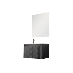 Blossom Voyage 30" Charcoal Vanity With Droplet-Shaped Basin and LED Light