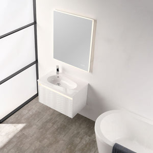 Blossom Voyage 30" Glossy White Vanity With Droplet-Shaped Basin and LED Light