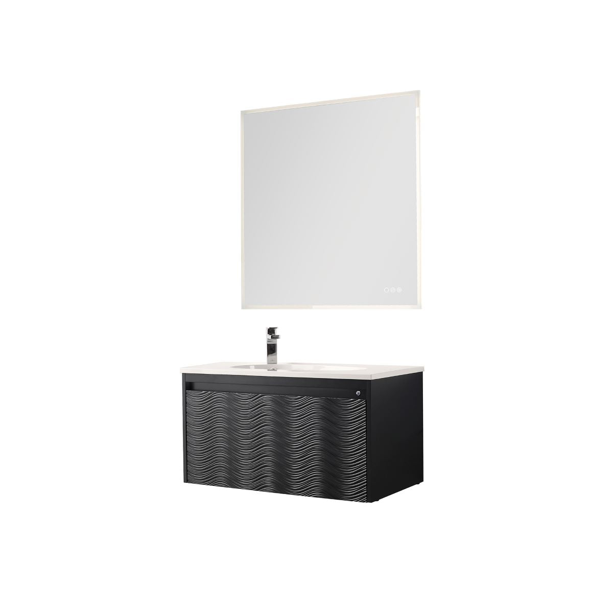 Blossom Voyage 36" Charcoal Vanity With Droplet-Shaped Basin and LED Light