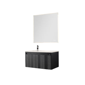 Blossom Voyage 36" Charcoal Vanity With Droplet-Shaped Basin and LED Light