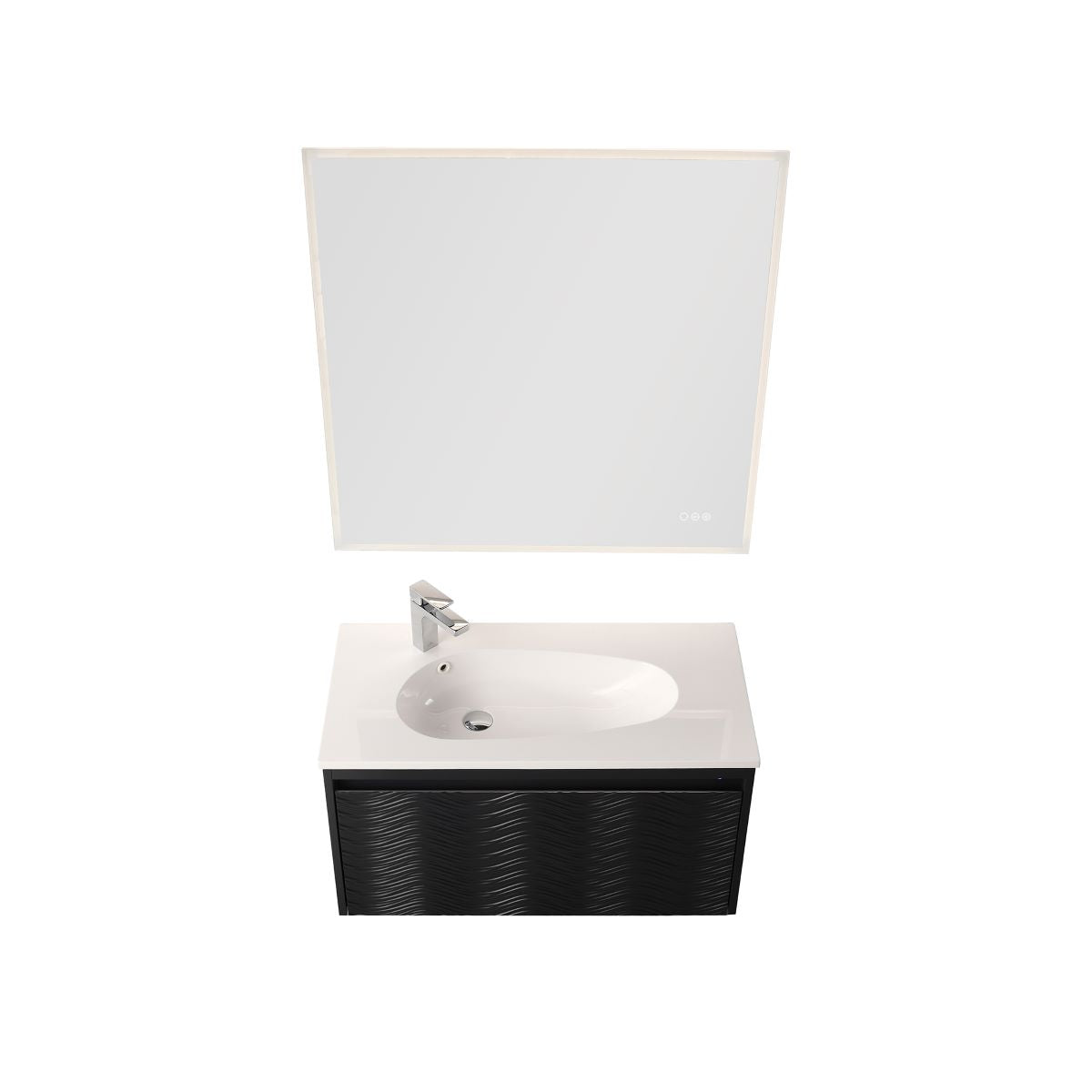 Blossom Voyage 36" Charcoal Vanity With Droplet-Shaped Basin and LED Light
