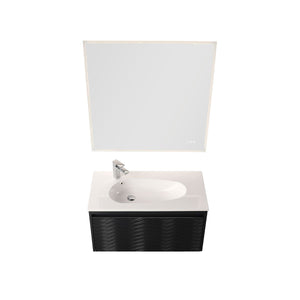 Blossom Voyage 36" Charcoal Vanity With Droplet-Shaped Basin and LED Light