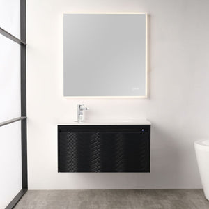 Blossom Voyage 36" Charcoal Vanity With Droplet-Shaped Basin and LED Light