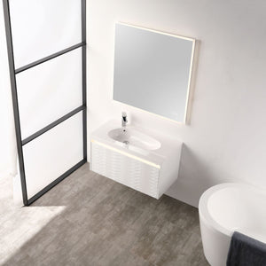 Blossom Voyage 36" Glossy White Vanity With Droplet-Shaped Basin and LED Light