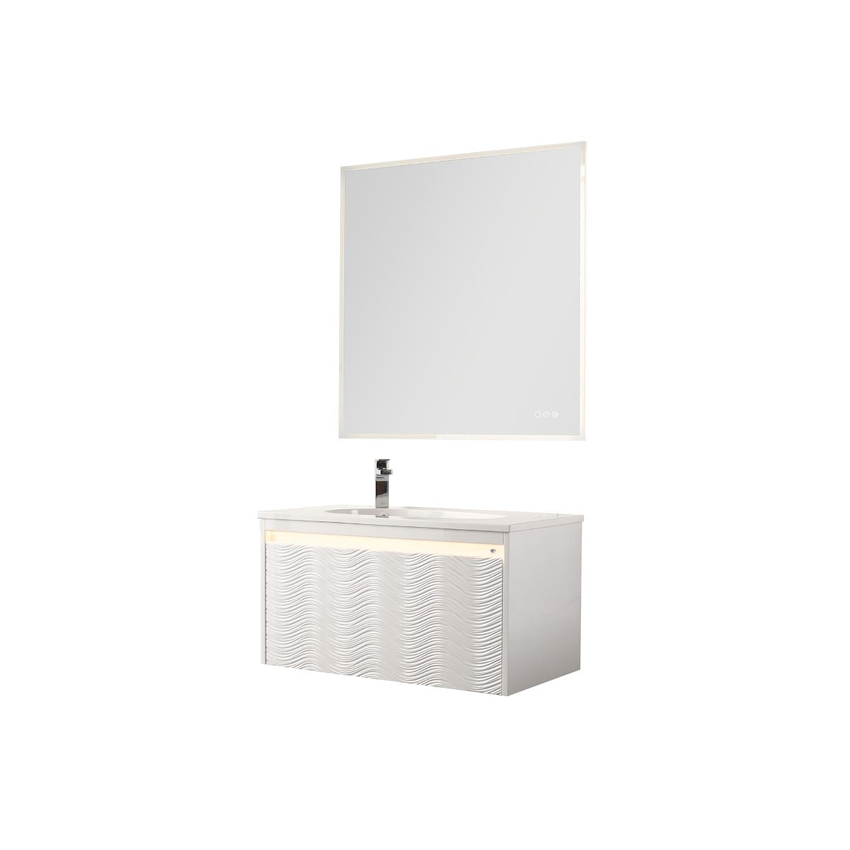 Blossom Voyage 36" Glossy White Vanity With Droplet-Shaped Basin and LED Light