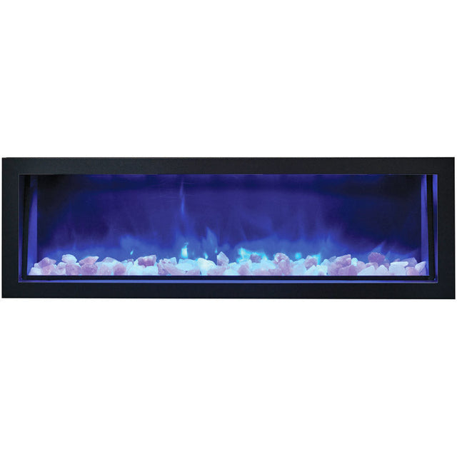 Amantii BI-50-SLIM-OD Panorama Slim Full View Smart Electric  - 50" Indoor /Outdoor WiFi Enabled Fireplace, featuring a MultiFunction Remote, Multi Speed Flame Motor, Glass Media & a Black Trim