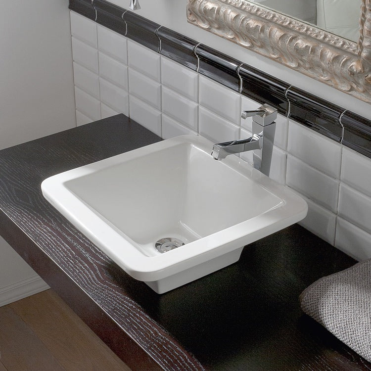 Square White Ceramic Vessel Sink