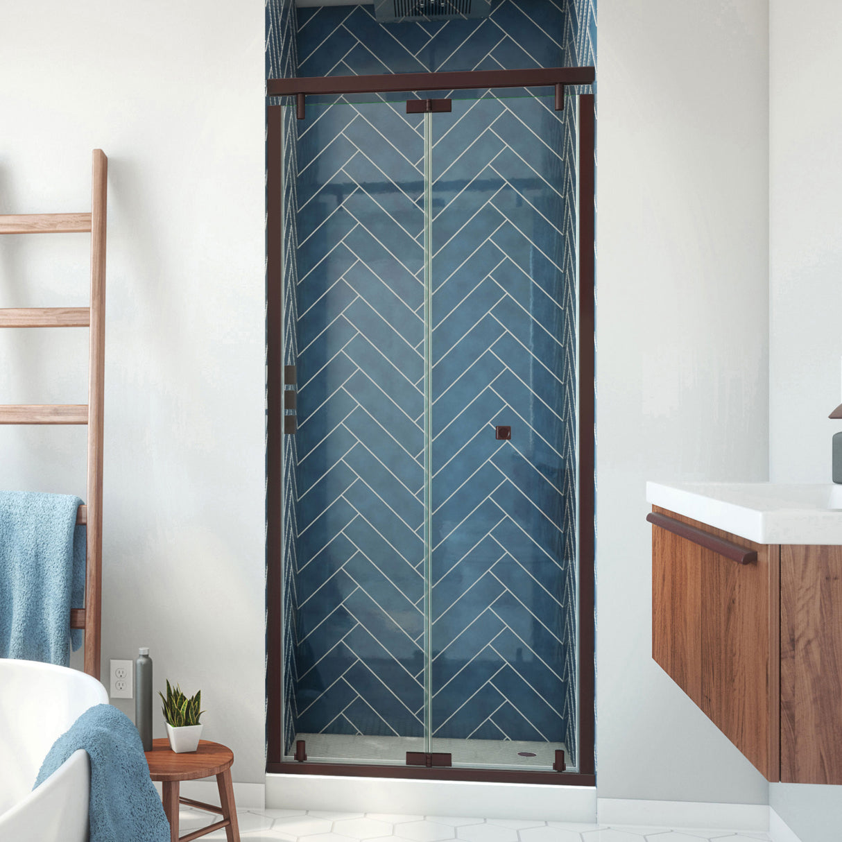 DreamLine Butterfly-S 34-35 1/2 in. W x 74 in. H Semi-Frameless Sliding Bi-Fold Shower Door in Oil Rubbed Bronze