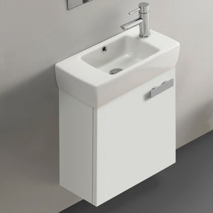 Small Bathroom Vanity, Wall Mounted, 20", Glossy White