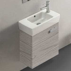 Narrow Bathroom Vanity, Wall Mounted, 20", Grey Walnut