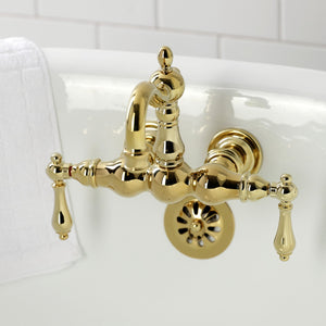 Heritage CA1001T2 Two-Handle 2-Hole Wall Mount Clawfoot Tub Faucet, Polished Brass