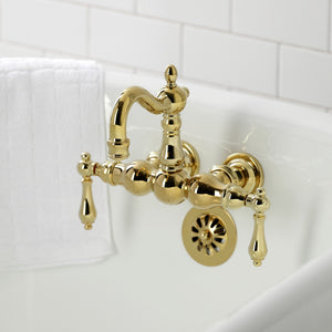 Heritage CA1001T2 Two-Handle 2-Hole Wall Mount Clawfoot Tub Faucet, Polished Brass