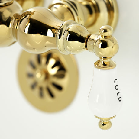 Heritage CA1003T2 Two-Handle 2-Hole Wall Mount Clawfoot Tub Faucet, Polished Brass