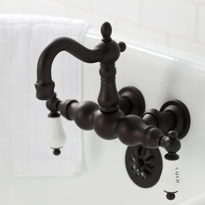 Heritage CA1003T5 Two-Handle 2-Hole Wall Mount Clawfoot Tub Faucet, Oil Rubbed Bronze