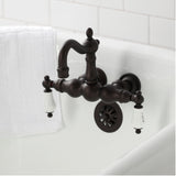 Heritage CA1003T5 Two-Handle 2-Hole Wall Mount Clawfoot Tub Faucet, Oil Rubbed Bronze