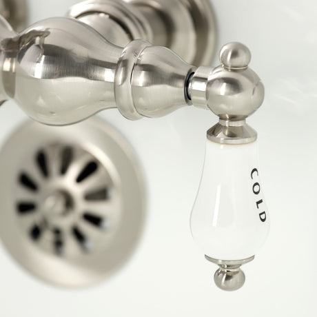 Heritage CA1003T8 Two-Handle 2-Hole Wall Mount Clawfoot Tub Faucet, Brushed Nickel