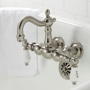 Heritage CA1003T8 Two-Handle 2-Hole Wall Mount Clawfoot Tub Faucet, Brushed Nickel