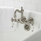Heritage CA1003T8 Two-Handle 2-Hole Wall Mount Clawfoot Tub Faucet, Brushed Nickel