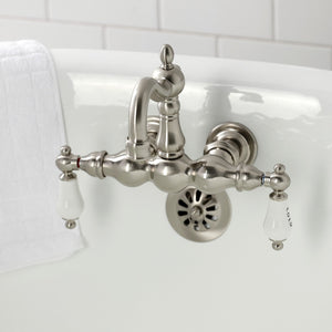 Heritage CA1003T8 Two-Handle 2-Hole Wall Mount Clawfoot Tub Faucet, Brushed Nickel