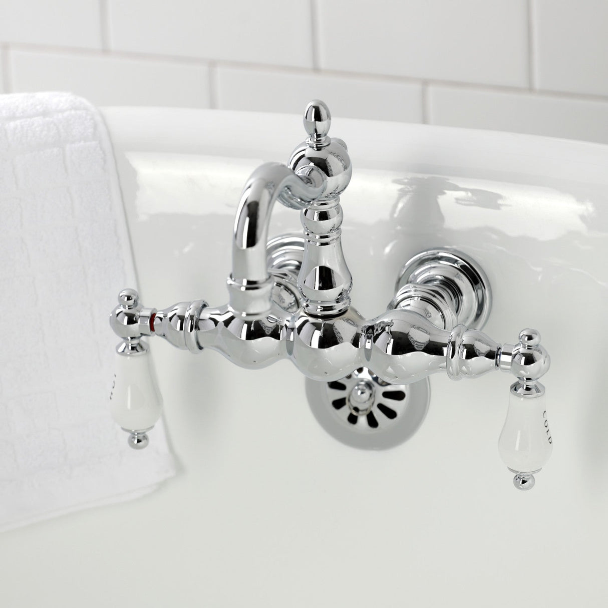 Heritage CA1004T1 Two-Handle 2-Hole Wall Mount Clawfoot Tub Faucet, Polished Chrome