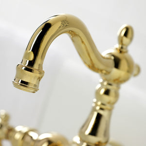 Heritage CA1005T2 Two-Handle 2-Hole Wall Mount Clawfoot Tub Faucet, Polished Brass